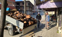 Ağaç dallarını ihtiyaç sahiplerine dağıtıyor